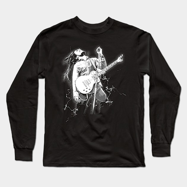 bob marly vintage black and white design Long Sleeve T-Shirt by jerrysanji